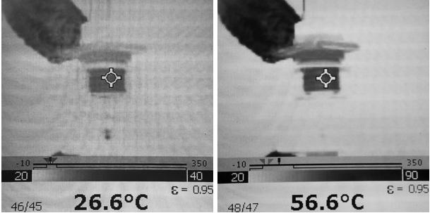 Termogramy z badań zwarciowych zestyków komory próżniowej VK7 (wyniki dla prób 1sekundowej i 8 sekundowej) 5.