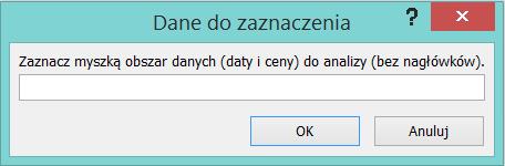 S t r o n a 4 Wprowadzanie danych Dane do analizy należy przekopiować do arkusza dane.