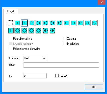 OKNA2000 instrukcja użytkownika 17 W górnej części okna możemy wybrać jego funkcję, a następnie inne parametry skrzydła oraz krótki opis.