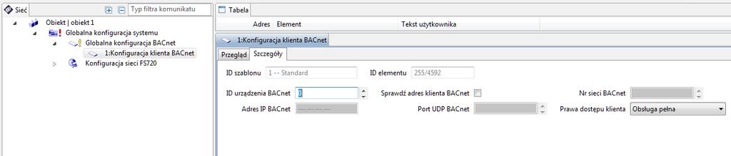 BACnet i w polu ID urządzenia BACnet wpisać odpowiedni numer.