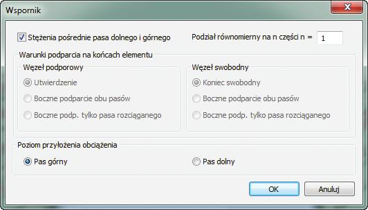ZIELONE STRONY E11 Wybieramy tu dla obu pasów podparcie na końcach płatwi oraz przebieg momentów jak dla belki wieloprzęsłowej.