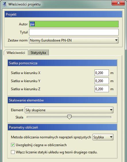 ZIELONE STRONY E03 2. Model statyczny hali Projekt hali rozpoczynamy od założenia nowego projektu i wybraniu w oknie startowym Właściwości zestawu Norm Eurokodowych PN EN (1).