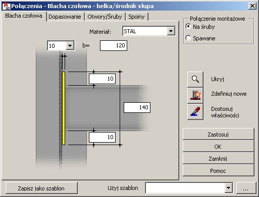 AutoCAD Structural Detailing - Stal - Przykłady strona: 31 1.6. Definicja i kopiowanie połączenia WYKONYWANA OPERACJA 1. (Blacha czołowa: belka/środnik słupa) 2.