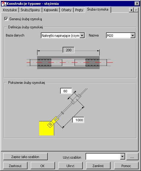 AutoCAD Structural Detailing - Stal - Przykłady strona: 41 22. Zastosuj, OK Zamknięcie okna dialogowego. Zdefiniowane stężenia zostają wyświetlone na rysunku (porównaj rysunek poniżej). 23.