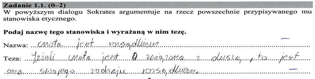 12 Sprawozdanie z egzaminu maturalnego 2016 Przykład 5. Poziom wykonania zadania 1.3. wyniósł 33%.
