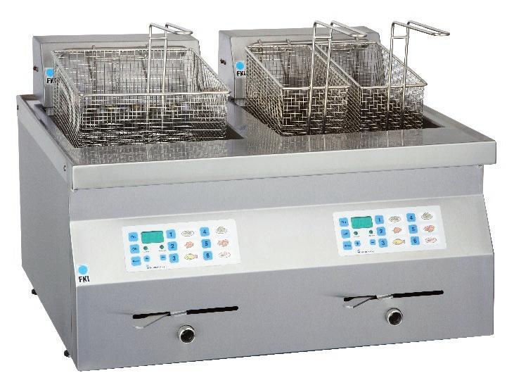 GŁĘBOKIE SMAŻENIE FKE modele blatowe FKE 2010 B FKE 2515 B FKE 169 EB FKE 1615 DB FKE modele blatowe Pojemność w litrach Standardowe kosze FKE 169 EB 04-16961 350 x 650 x