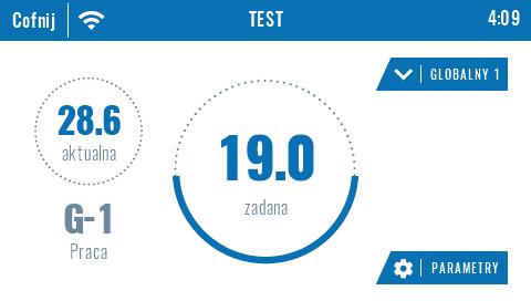 7. Ikona strefy 8. Nazwa strefy 9. Temperatura aktualna w strefie 10.