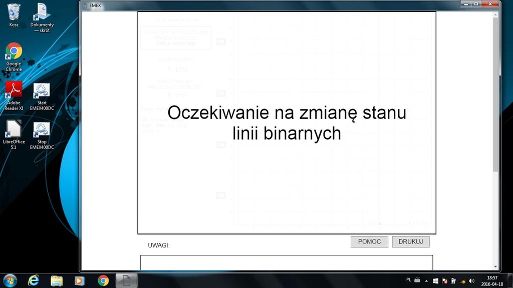 CYFROWY WYMUSALNIK PRĄDU STAŁEGO MIERNIKIEM NIEJEDNOCESNOŚCI Nacisnąć przycisk START co wprowadzi aparat w oczekiwanie na zmianę stanu styków badanego