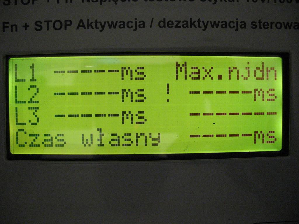 CYFROWY WYMUSALNIK PRĄDU STAŁEGO MIERNIKIEM NIEJEDNOCESNOŚCI 11. STEROWANIE CEWKAMI WYŁĄCNIKÓW I POMIAR CASU WŁASNEGO WYŁĄCNIKA 1. Przygotować aparat do pracy 2.