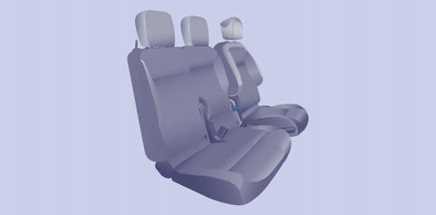 Siedzenia 67 Kabina Extenso Fotel środkowy Wyposażony jest w pas bezpieczeństwa o punktach mocowania z nawijaczem na drabince ograniczenia ładunku za kierowcą.