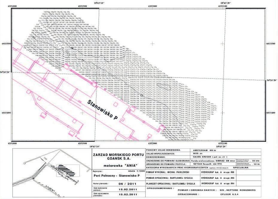 Rys. 3. Plan batymetryczny wykonany przez hydrografa z ZMPG S.A.