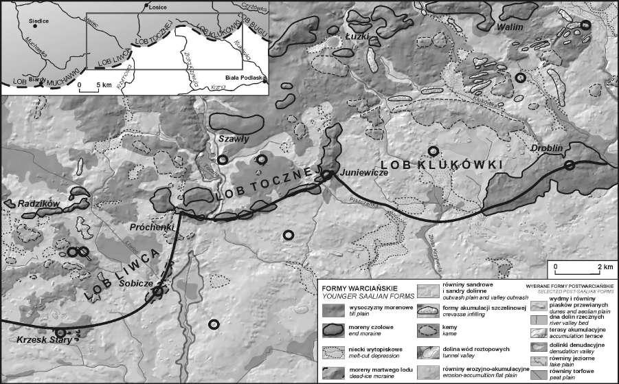 Anna Godlewska Rys. 2. Szkic geomorfologiczny obszaru badań na podstawie Szczegółowej mapy geologicznej Polski w skali 1:50 000, ark.