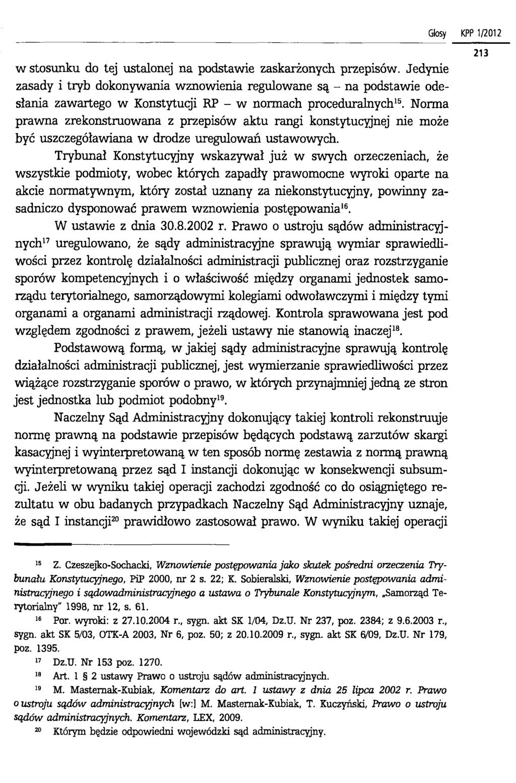 Glosy KPP 1/2012 w stosunku do tej ustalonej na podstawie zaskarżonych przepisów.