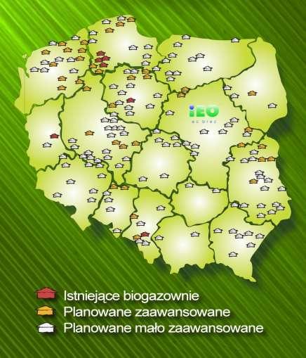 Rozmieszczenie inwestycji biogazowych na różnych etapach realizacji Substraty kluczem do efektywności instalacji Nowoczesne biogazownie rolnicze wykorzystują proces kofermentacji odchodów zwierzęcych