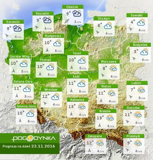 dziś Prognoza pogody dla Polski na