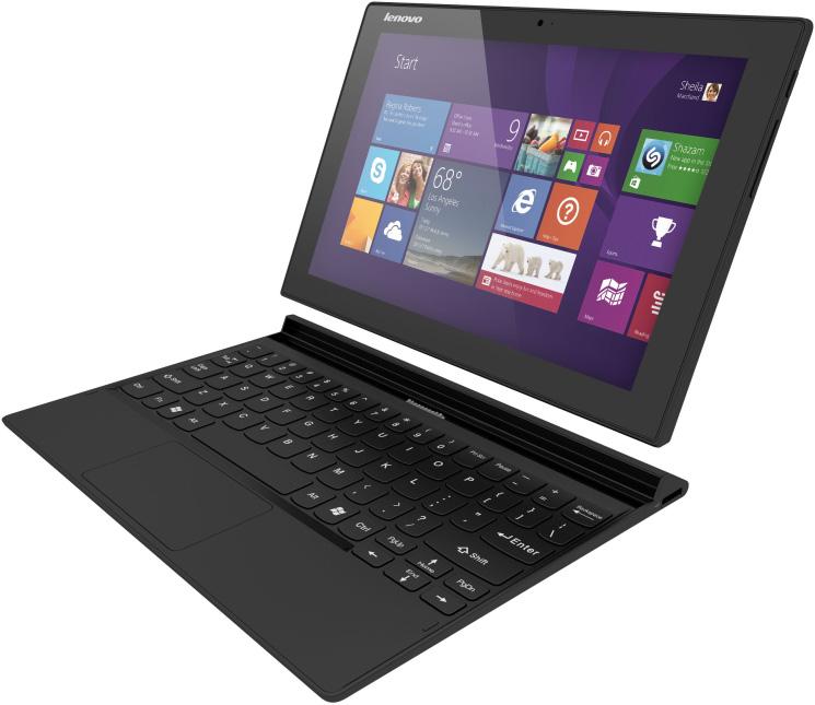 Rozdział 1. Poznaj swój komputer Połączenie tabletu i doku klawiatury (w wybranych modelach) Lenovo MIIX 3-1030 to nie tylko tablet. Można go połączyć z dokiem klawiatury i używać jak notebooka.