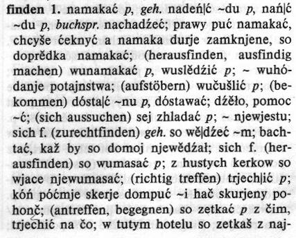 12 Edward Wornar Wobraz 8: Hesło finden w dwuzwjazkowym słowniku (Jenč 1991) Je wězo rozdźěl mjez leksemomaj namakać a nadeńć, ale wón njeje stilistiskeho razu.