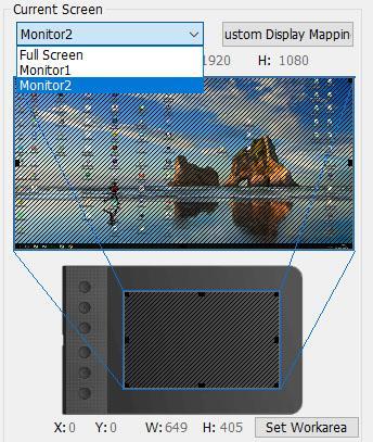 3. "Current Screen G640S możesz działać z jednym lub dwoma monitorami. Możesz tutaj zmieniać wymiary strefy roboczej.