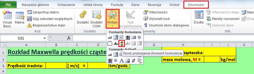 Aby go wstawić, przejdź na kartę Deweloper (jeśli nie widzisz jej na swojej wstążce, w następnym punkcie opiszemy, jak ją wyświetlić).