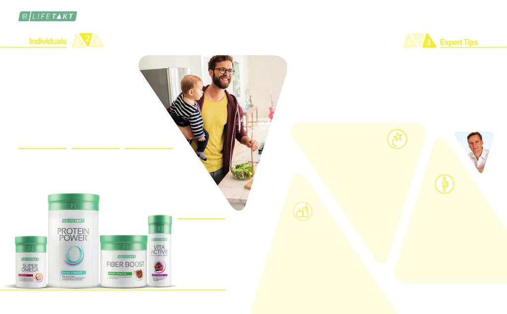 16 LR LIFETAKT ROZWIĄZANIA 17 INDYWIDUALNE PRODUKTY UZUPEŁNIAJĄCE Jeśli w Twoim życiu nie ma miejsca na nudę i monotonię, również Twoja dieta powinna być kolorowa i urozmaicona.