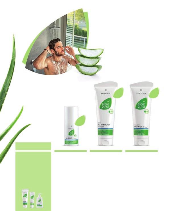 LR ALOE VIA PIELĘGNACJA I OCZYSZCZANIE CIAŁA 83 35 % 35 % 15 % W ZESTAWIE TANIEJ Twoje codzienne niezbędniki higieniczne ALOE VERA ZESTAW ŚWIEŻOŚĆ Szampon do włosów i ciała 250 ml Mydło do rąk 250 ml