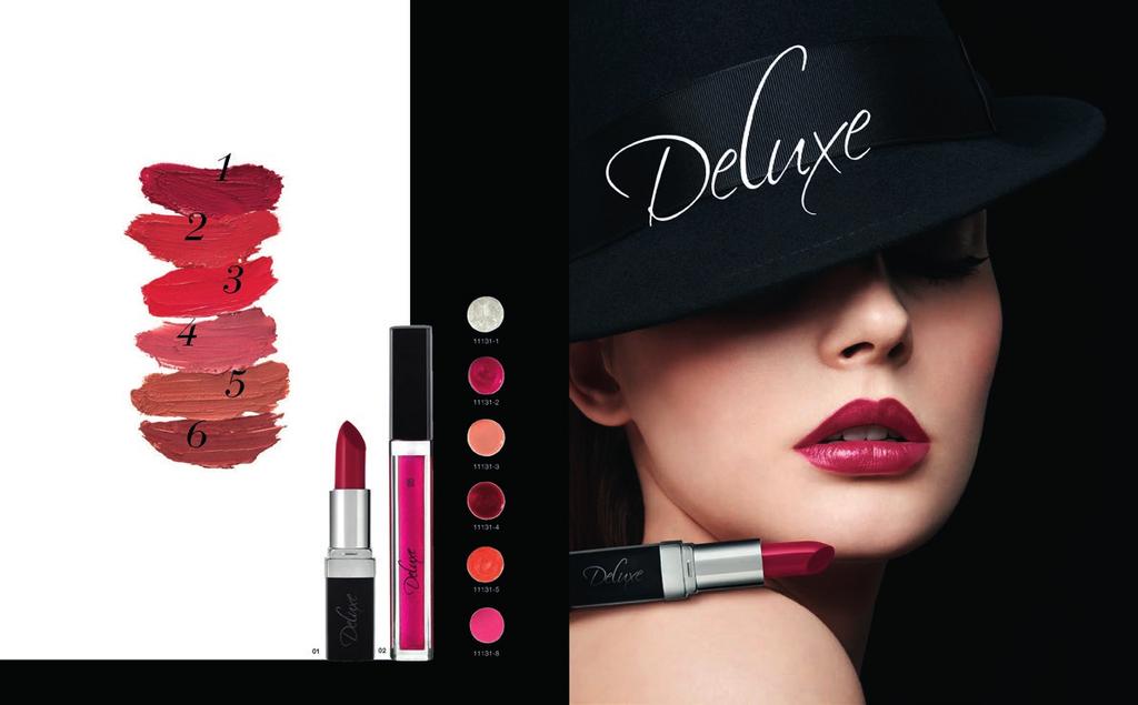 144 LR DELUXE MAKIJAŻ OCZU Perfekcyjnie podkreślone usta 01 POMADKA DO UST High Impact Lipstick Delikatna, kremowa konsystencja i intensywne kolory już po pierwszym nałożeniu Innowacyjna tekstura dla