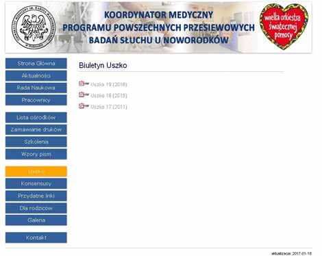 16. NOWE ZAKŁADKI NA STRONIE INTERNETOWEJ KOORDYNATORA MEDYCZNEGO PPPBSuN (mgr Monika Zych) Na stronie internetowej Koordynatora Medycznego PPPBSuN - www.sluch.ump.edu.