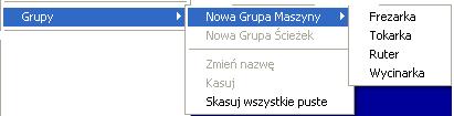 Kiedy używasz którejkolwiek metody Mastercam tworzy nową grupę maszyny dla wybranej definicji maszyny nowej grupy ścieżki narzędzia bezpośrednio pod nową grupą maszyny.