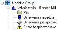 Obie grupy mają przyporządkowane unikalne domyślne nazwy takie jak Grupa Maszyny 1, Grupa Maszyny 2 i tak dalej.