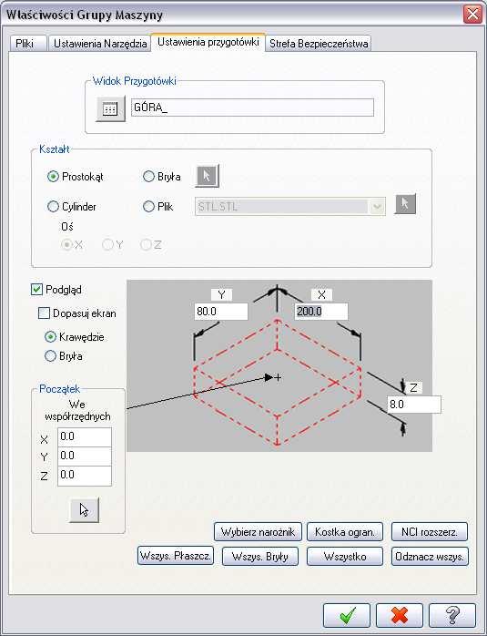 ROZDZIAŁ IV / PRZYKŁADY 3 Wpisz nową nazwę w Nazwa grupy np. Tutorial project, a Mastercam wyświetli w Menadżerze Operacji tę nazwę.