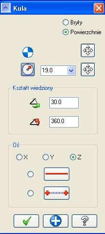 Aby zobaczyć wszystkie dostępne opcje dla tworzenia prymitywów wybierz przycisk rozszerzenia w oknie dialogowym. Domyślnie okno dialogowe pojawia się w zwężonym formacie.