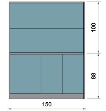 60 cm - szafka pod zlewozmywak 90 cm Korpus, front i półek szafek dolnych i górnych wykonane z trójwarstwowej płyty wiórowej o grubości 8mm