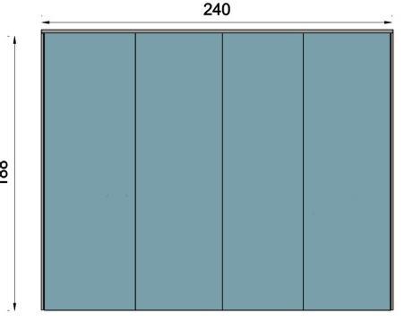 8 lodówka podblatowa pod zabudowę Zabudowa kuchenna o wymiarach: Całkowita szerokość 240 cm Całkowita wysokość 88 cm Całkowita głębokość 60 cm