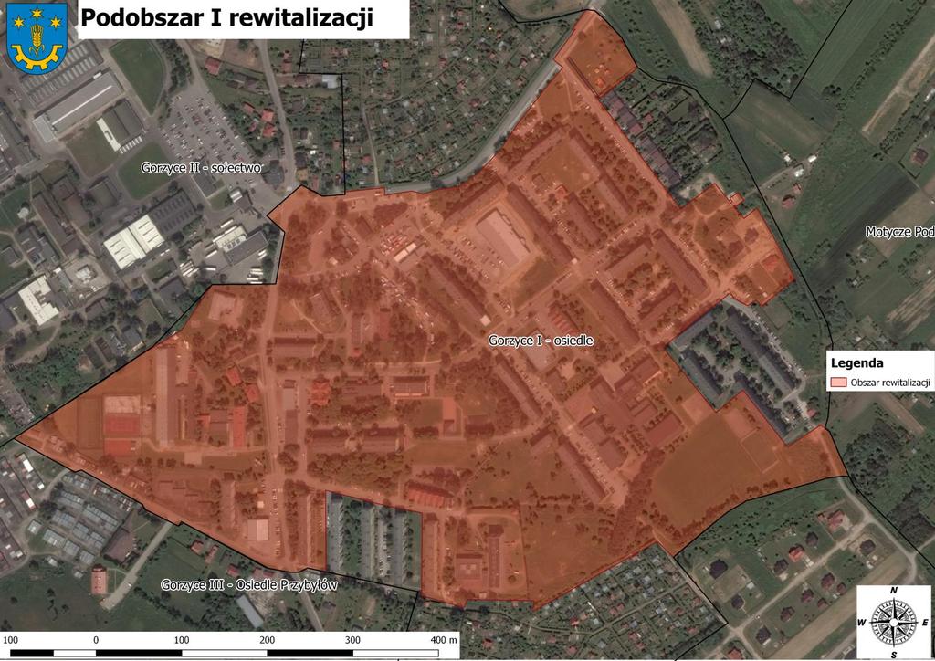 Mapa 16 Granice wyznaczonego obszaru rewitalizacji na terenie Gminy Gorzyce Podobszar