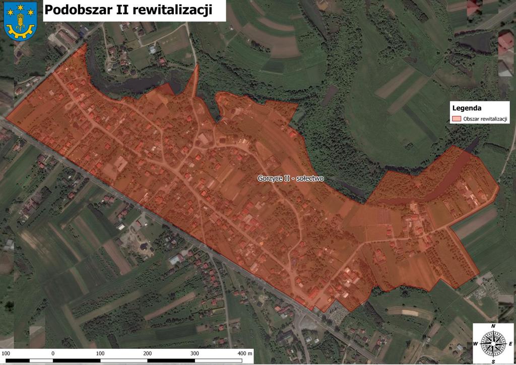 Mapa 17 Granice wyznaczonego obszaru rewitalizacji na terenie Gminy Gorzyce Podobszar