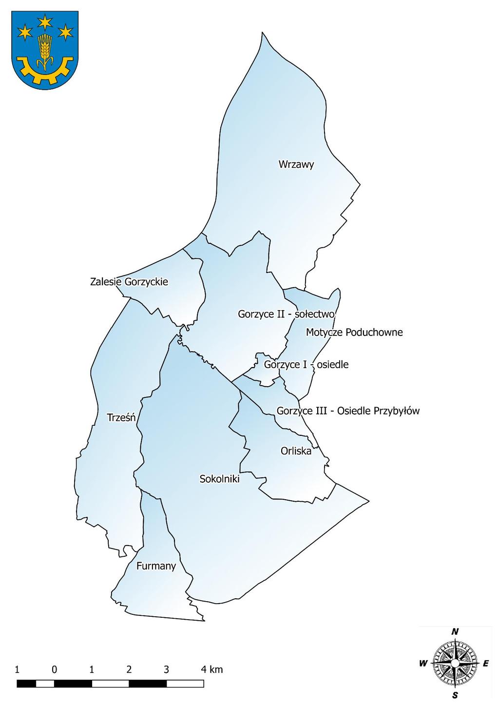 Mapa 2 Podział Gminy Gorzyce na jednostki