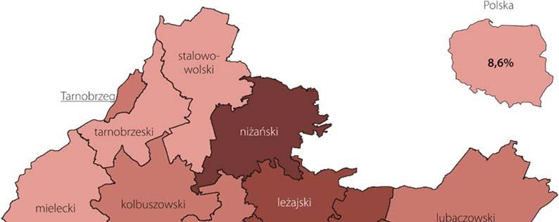 2. BEZROBOCIE REJESTROWANE Stopa bezrobocia Najwyższa stopa bezrobocia w końcu stycznia 2017 r.