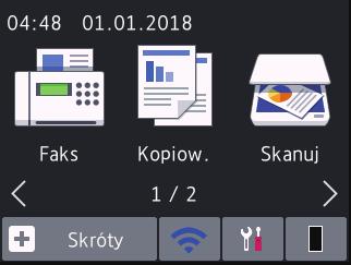 Przegląd ekranu dotykowego LCD Pokrewne Modele: MFC-L2732DW/MFC-L2750DW/MFC-L2752DW Podczas wyświetlania ekranu głównego naciśnij przycisk d lub c, aby wyświetlić inne ekrany główne.