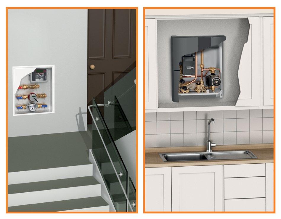 kompaktowe wymiary stacje mieszkaniowe mogą być montowane bezpośrednio w mieszkaniach, na przykład w szafce kuchennej.