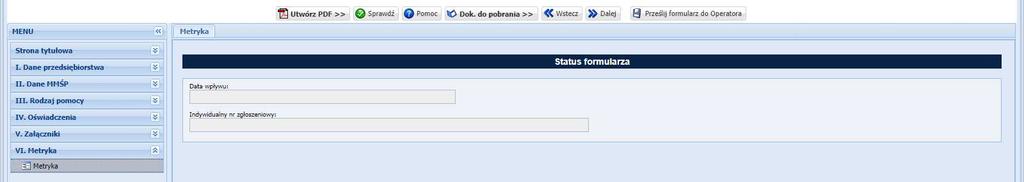 Dane uzupełniane są automatycznie po zatwierdzeniu Formularza przez Operatora. Rysunek 34. Metryka 20.