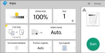 3. Copy Sortowanie Kopie są układane w komplety w porządku sekwencyjnym. CKN018 W przypadku używania aplikacji Kopia Aby uzyskać informacje o używaniu ekranu aplikacji, patrz str.37 "Ekran [Kopia]".