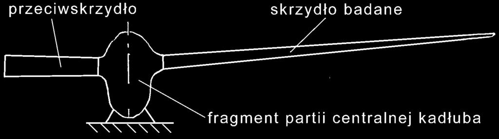 Połączene skrzydła badanego z fragmentem kadłuba jest dla próby skrzydła bardzo stotne gdyż pozwala na odtworzene podatnośc sprężystej kadłuba, łagodzące welkość reakcj skrzydło-kadłub w porównanu z