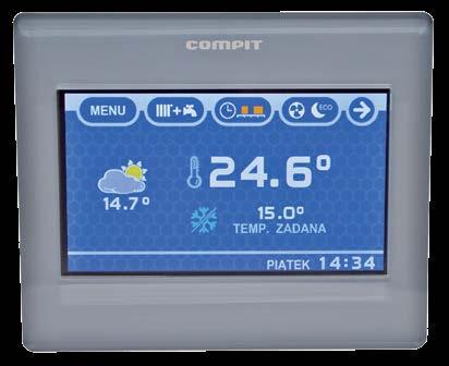 Regulatory pokojowe Regulator pokojowy ST-280 PANEL POKOJOWY ecoster TOUCH Przeznaczenie: pełni głównie funkcję programowalnego termostatu pokojowego. w prosty sposób steruje temp. w pomieszczeniach.