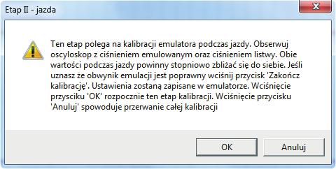 Na wykresie znajdują się dwie krzywe: czerwona ciśnienie listwy paliwowej, zielona emulowane