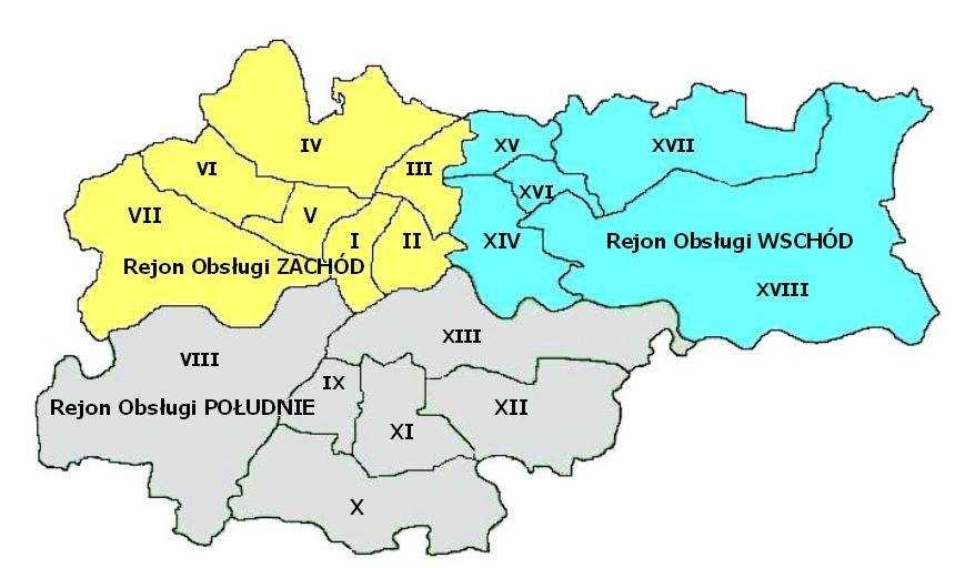 zkoły i w roku szkolnym 2015/2016 Rejony obsługi Zespołu Ekonomiki Oświaty w Krakowie Z E O Rejon Obsługi ZACHÓD obejmuje Dzielnice: I, II, III, IV, V, VI, VII Z E O Rejon Obsługi POŁUDNIE obejmuje