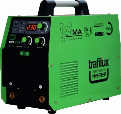 TRAFILUX MMA 230 I TRAFILUX MMA 230I to lekkie, przenośne inweterowe urządzenie zapewniające możliwość spawania elektrodami otulonymi.
