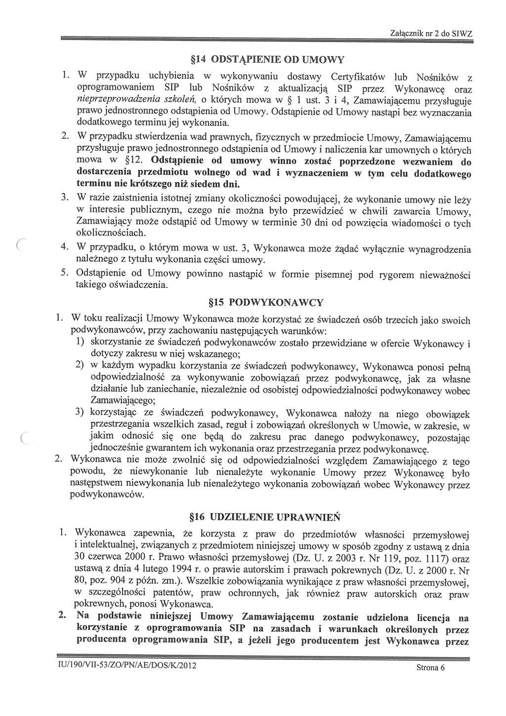 Załącznk nr 2 d SIWZ l4 ODSTĄPIENIE OD UMOWY.