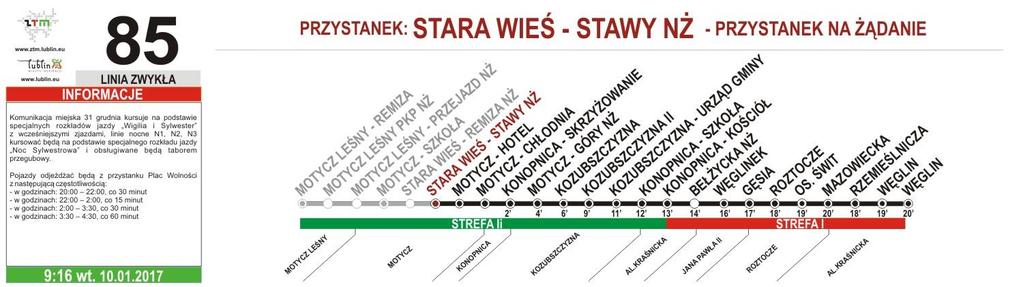 W przypadku przystanku na żądanie komunikat PRZYSTANEK: + NAZWA PRZYSTANKU + PRZYSTANEK NA ŻĄDANIE. 3.7.