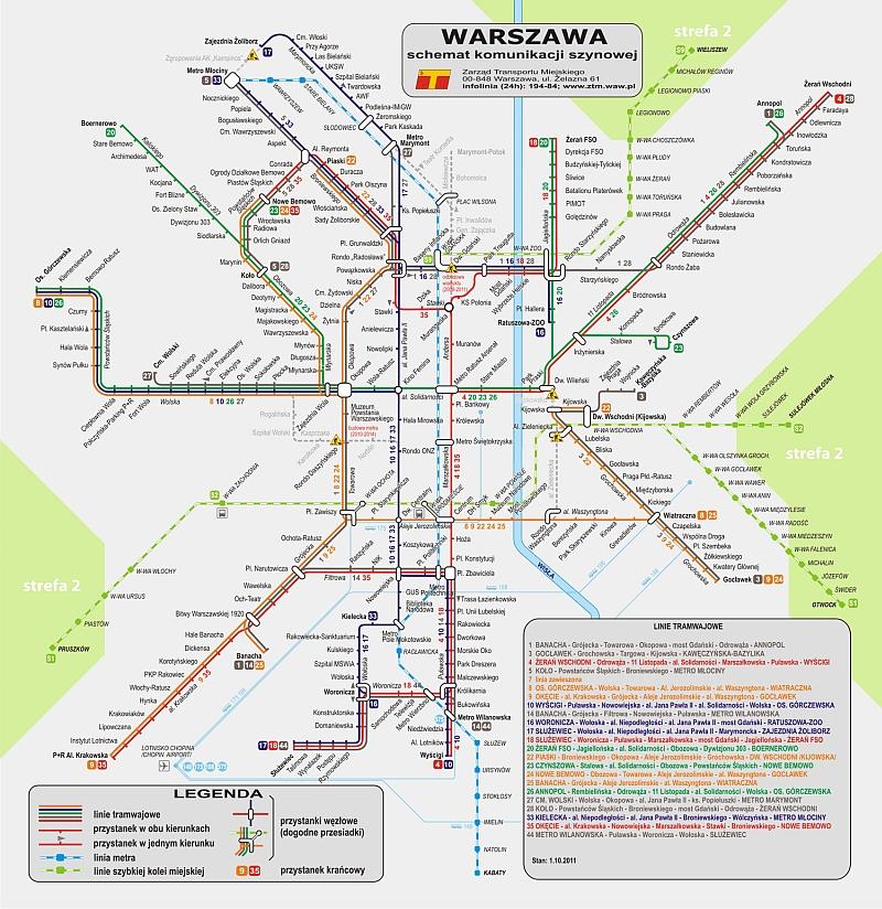 Sieć tramwajowa w Warszawie Liczne krzyżowania