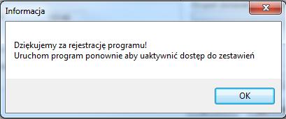 Synergia ModAgent pierwsze uruchomienie Rejestracji ONLINE Zamykamy okienko wybierając OK.